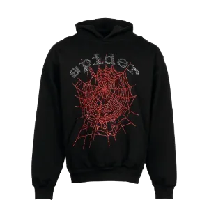 Sp5der Rhinestone Hoodie Black