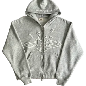 Broken Planet Grey Zip-Up Hoodie