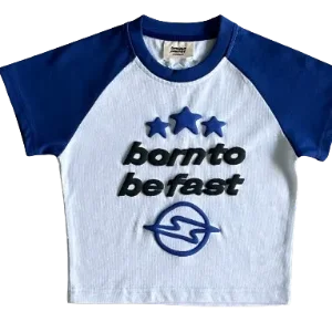 Broken Planet Top Blue Crop