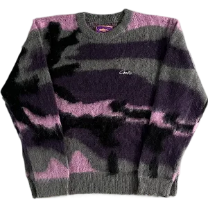 corteiz crewneck Mohair Purple Camo Knitted