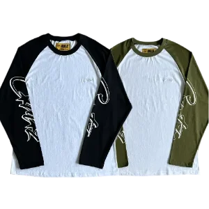 corteiz long sleeve tee Contrast color shoulder